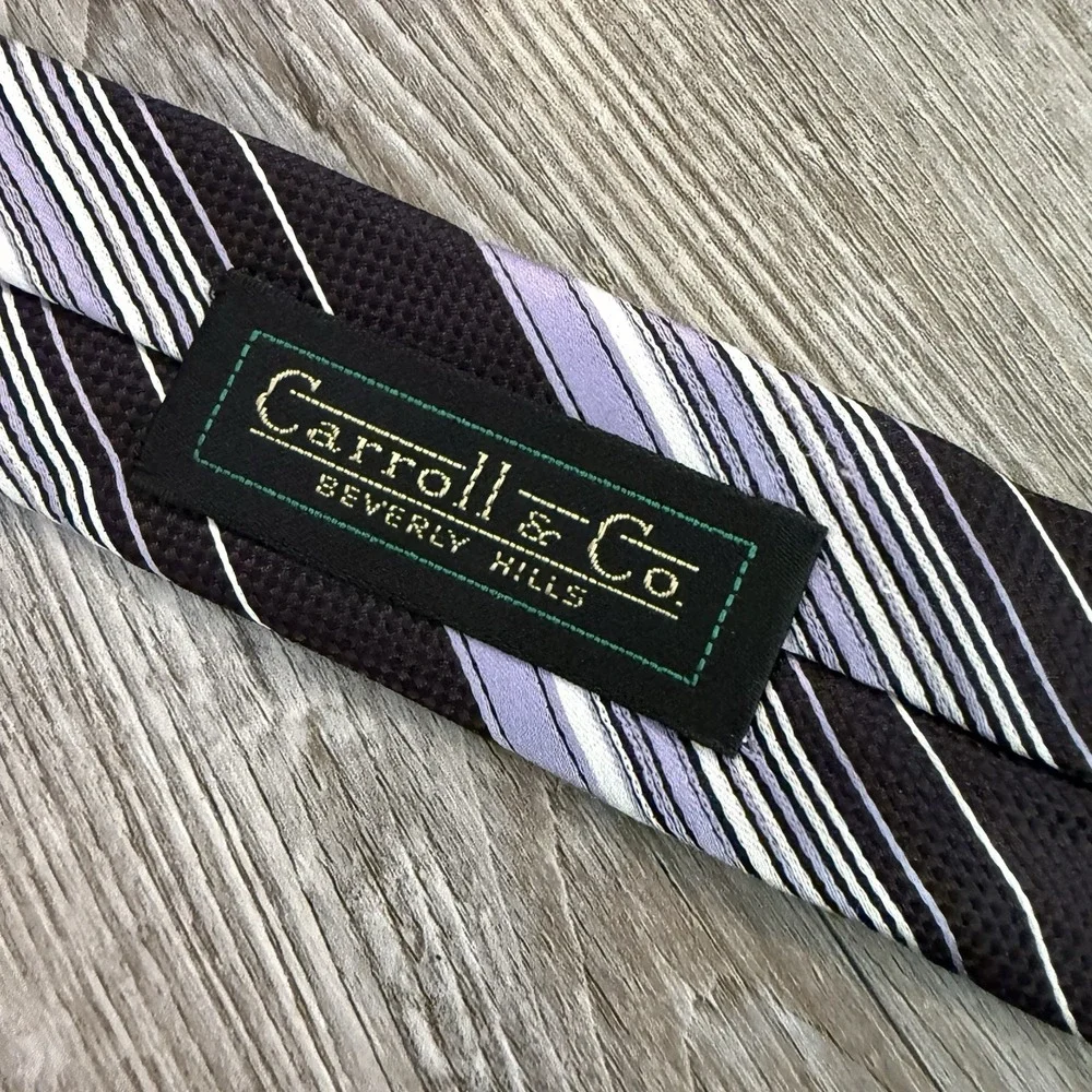 Ermenegildo Zegna‎ Men's 100% Silk Striped Purple Tie
